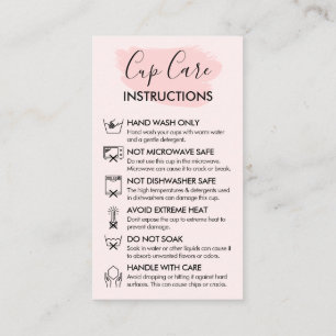 Pink Modern Cup Cares Instructions Business Card