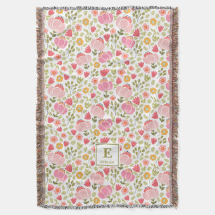 pink modern Custom Name MonogramThrow Blanket