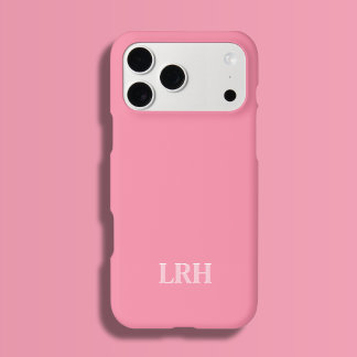 Pink Modern Double Layer Simple Initial Monogram  iPhone 15 Pro Case