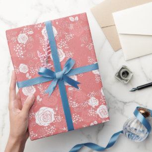 Pink   Modern & Elegant Floral Pattern Wrapping Paper