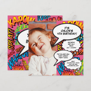 Pink Modern Fun Photo Birthday Party Any Age Invitation