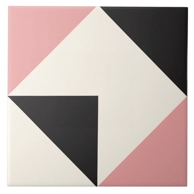 Pink Modern Geometric Shape Pattern Tile (Front)