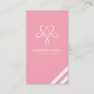 Pink Modern Heart and Swirls Business Card