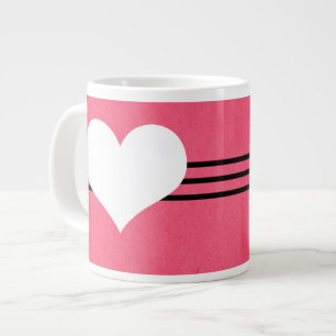 Pink Modern Heart Jumbo Mug