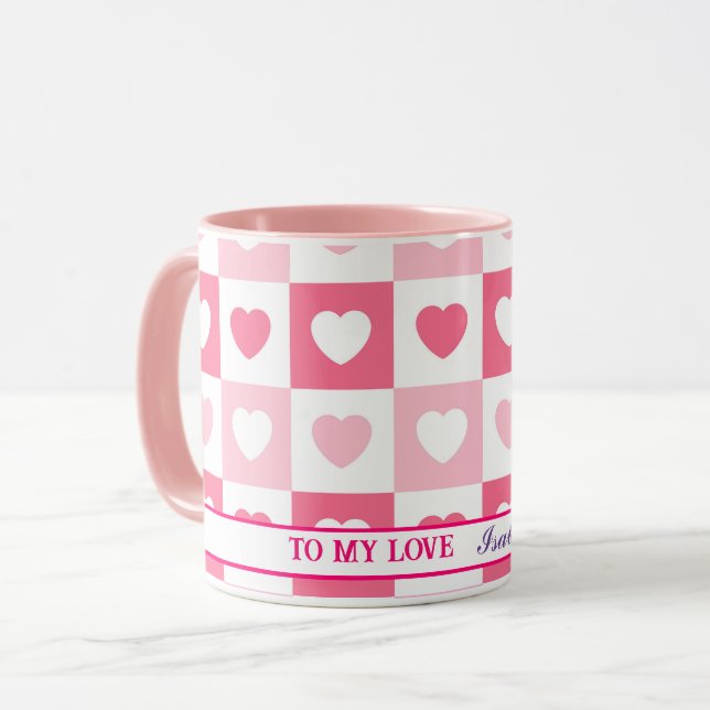 Pink Modern Heart Love Collection Mug (Front Left)