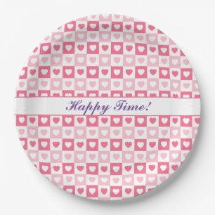 Pink Modern Heart Love Collection Paper Plate