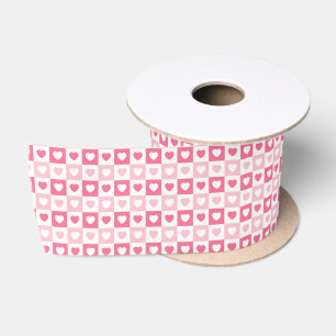 Pink Modern Heart Love Collection Satin Ribbon