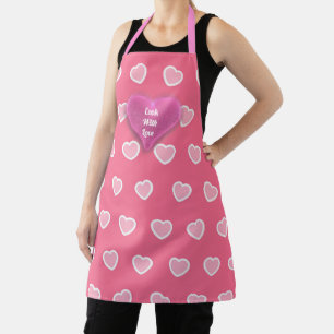 Pink Modern Heart Valentines Day Collection Apron