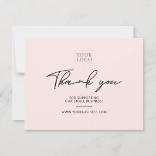 Pink   Modern Lettering Business Thank You Card