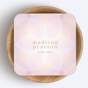 Pink Modern Lotus Mandala Flower Energy Healer Square Business Card
