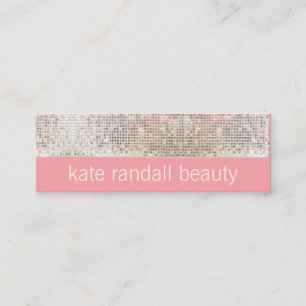 Pink Modern Makeup Artist FAUX Silver Sequins Mini Business Card