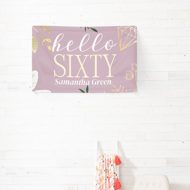 pink modern minimal elegant simple 60th birthday  banner (Insitu)