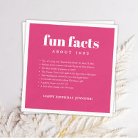 Pink Modern Minimal Fun Facts Birthday Year