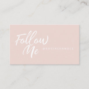 Pink Modern & Minimal Social Media Follow Me Photo Business Card