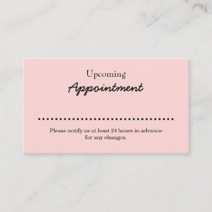Pink Modern   Minimalist Blush Salon Reminder Appointment Card