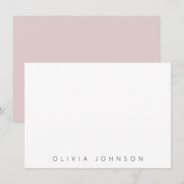 Pink Modern Minimalist Monogram Name Personalized Card (Front/Back)