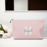 Pink Modern Minimalist Monogrammed Accessory Pouch<br><div class="desc">Pink Modern Minimalist Monogrammed design.</div>