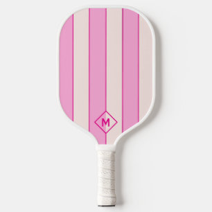 Pink Modern Monogram Pickleball Paddle