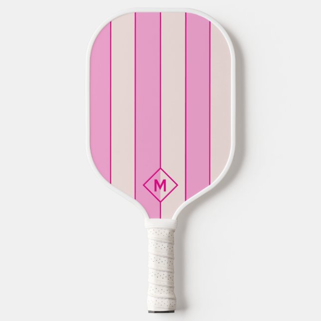 Pink Modern Monogram Pickleball Paddle (Front)