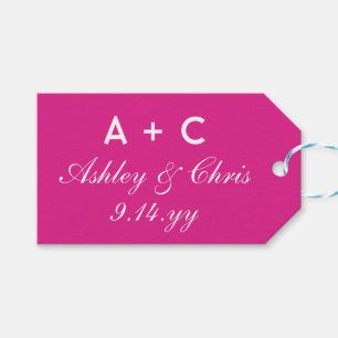 Pink Modern Personalized Wedding Reception Favour Gift Tags