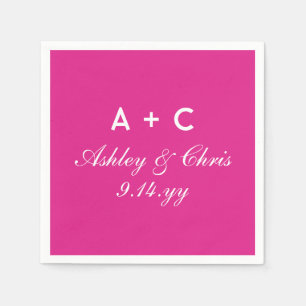 Pink Modern Personalized Wedding Reception Favour Napkin