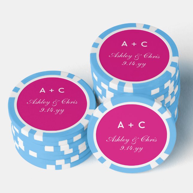 Pink Modern Personalized Wedding Reception Favour Poker Chips (Stack)