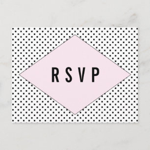 Pink Modern Polka Dots RSVP Postcard