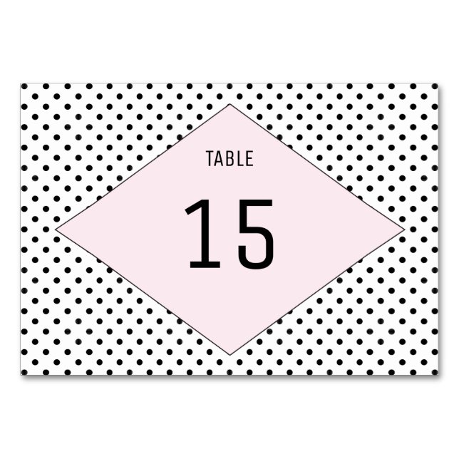 Pink Modern Polka Dots Table Card (Front)