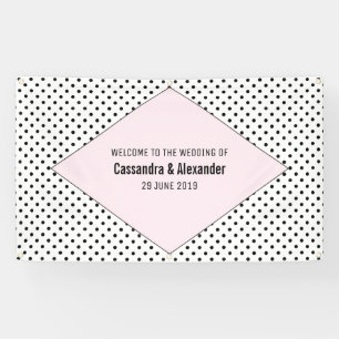 Pink Modern Polka Dots Wedding Banner
