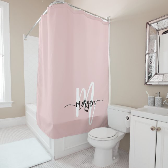 Pink Modern Script Girly Monogram Name (In Situ)