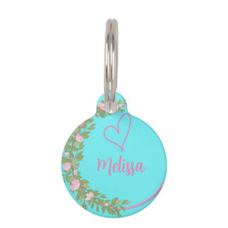 Pink Modern Script Girly Monogram Name Pet Tag