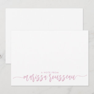 Pink Modern Script Name Personalized A Note From Card