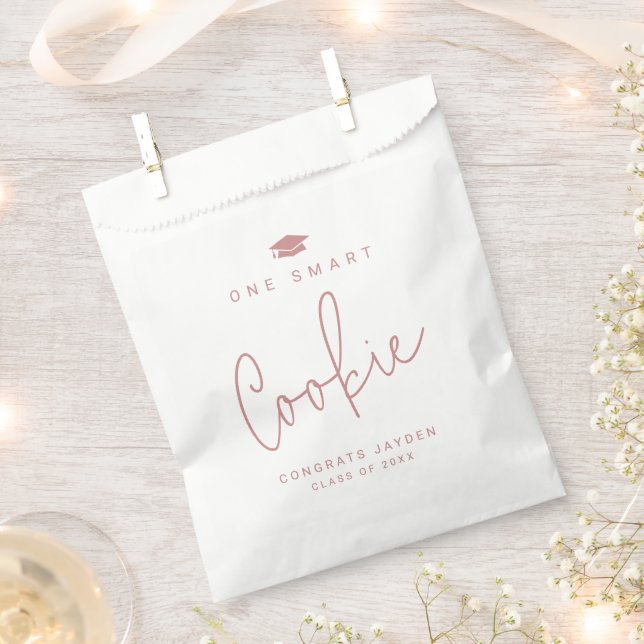 Pink Modern Script One Smart Cookie Graduation Favour Bag (Clipped)