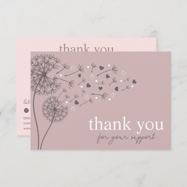 Pink Modern Script QR Code, Thank You Business Enclosure Card (Front/Back)