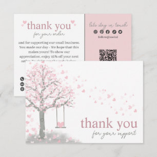 Pink Modern Script, Thank You Candle Business Enclosure Card