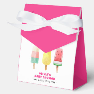 Pink Modern Summer Popcicle Ice Cream Baby Shower  Favor Box