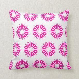 Pink Modern Sunbursts Throw Pillow