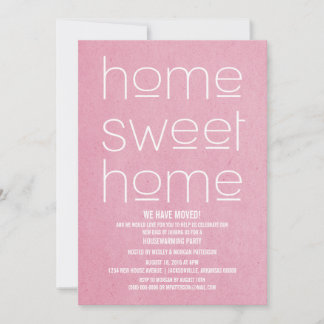 Pink Modern Sweet Home Housewarming Party Invitation