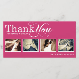 PINK MODERN THANKS   WEDDING THANK YOU CARD