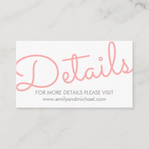 Pink Modern Typography Wedding Details Enclosure Card