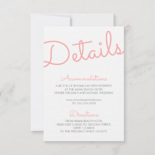 Pink Modern Typography Wedding Details Invitation