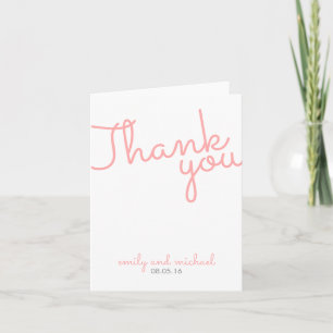 Pink Modern Typography Wedding Thank You Card