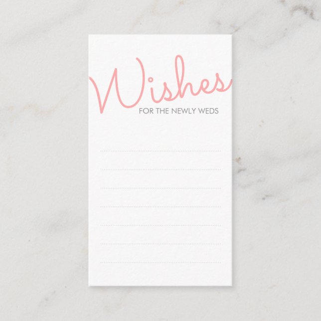 Pink Modern Typography Wedding Wishes Advice Card (Front)