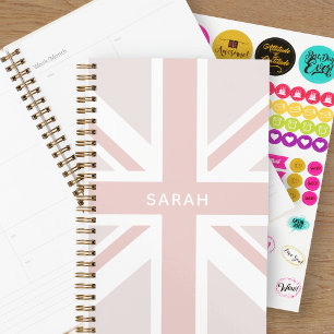 Pink Modern Union Jack Flag Personalized Planner