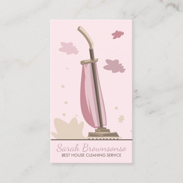Pink Modern Vacuum Cleaner House Clean Business Card (Front)