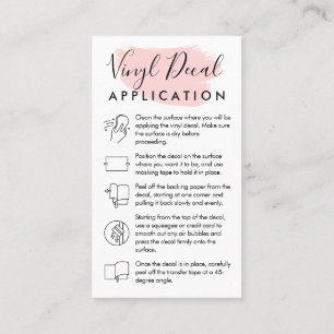 Pink Modern Vinyl Decal Application Instructions Business Card