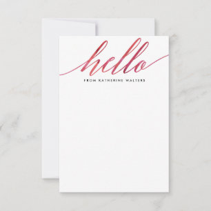 Pink Modern Watercolor Calligraphy Stationery Note Card