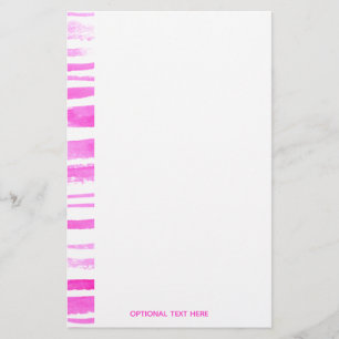 Pink Modern Watercolor Stripes Stationery