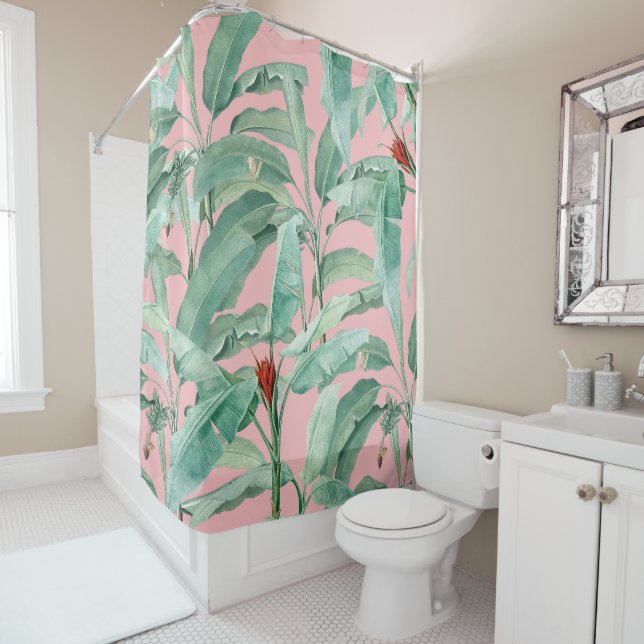 Pink Modern Watercolor Tropical Banana Palm Leaf (In Situ)