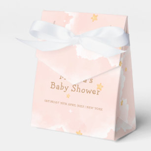 Pink Modern We Are On Cloud Nine Girl Baby Shower Favor Box